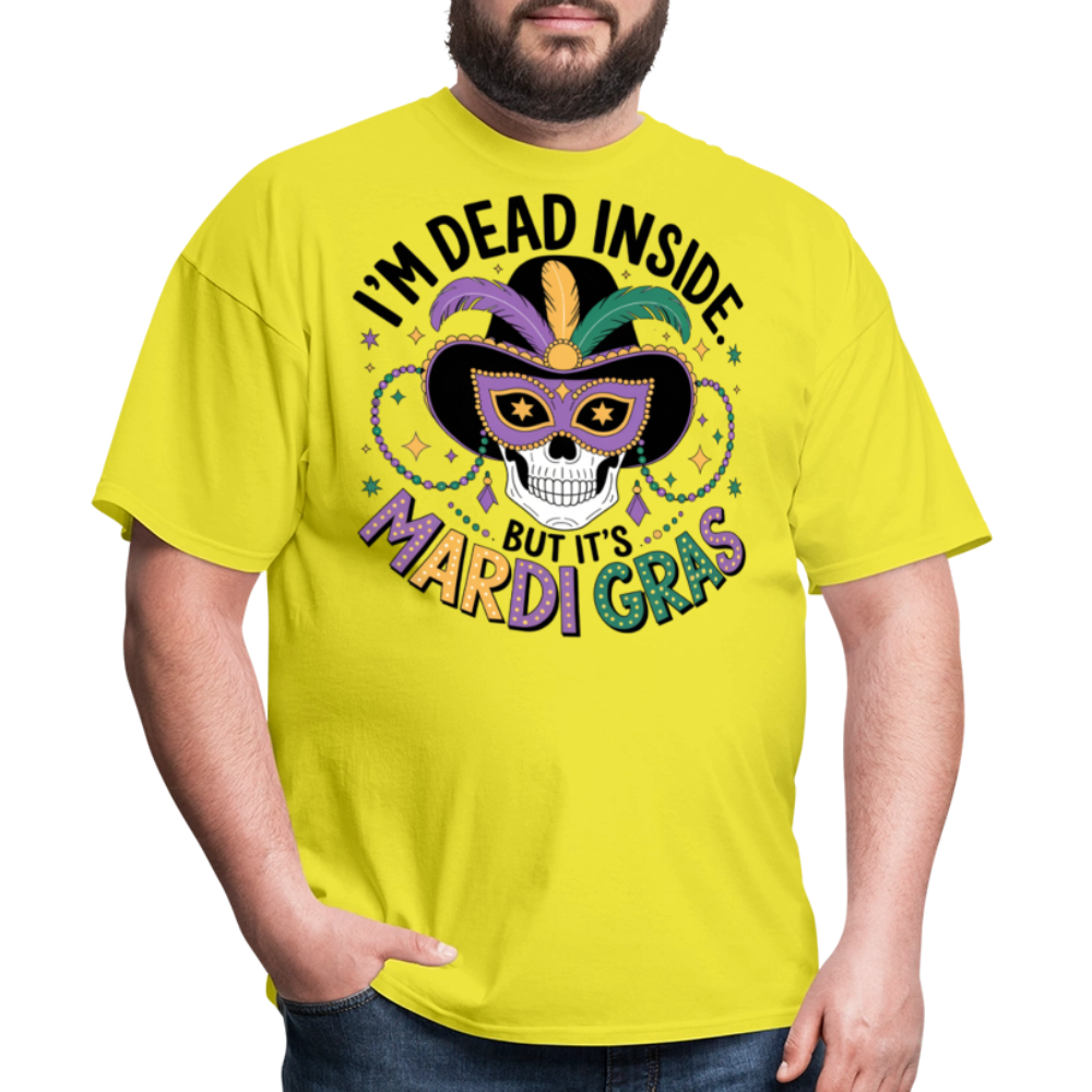 Skeleton Masquerade Party Tee Dead Inside But It’s Mardi Gras T-shirt - yellow