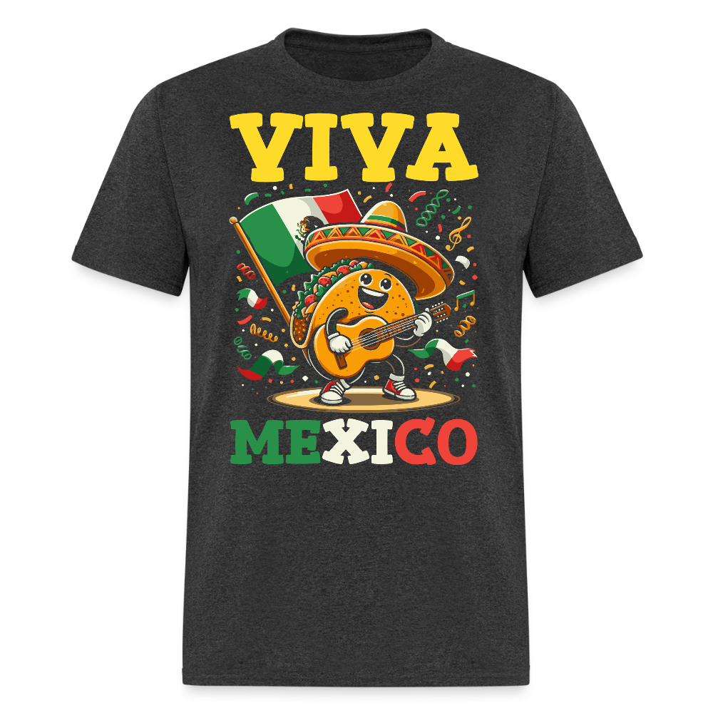 Cinco De Mayo Taco Shirt With Guitar Viva Mexico Party T-shirt - heather black