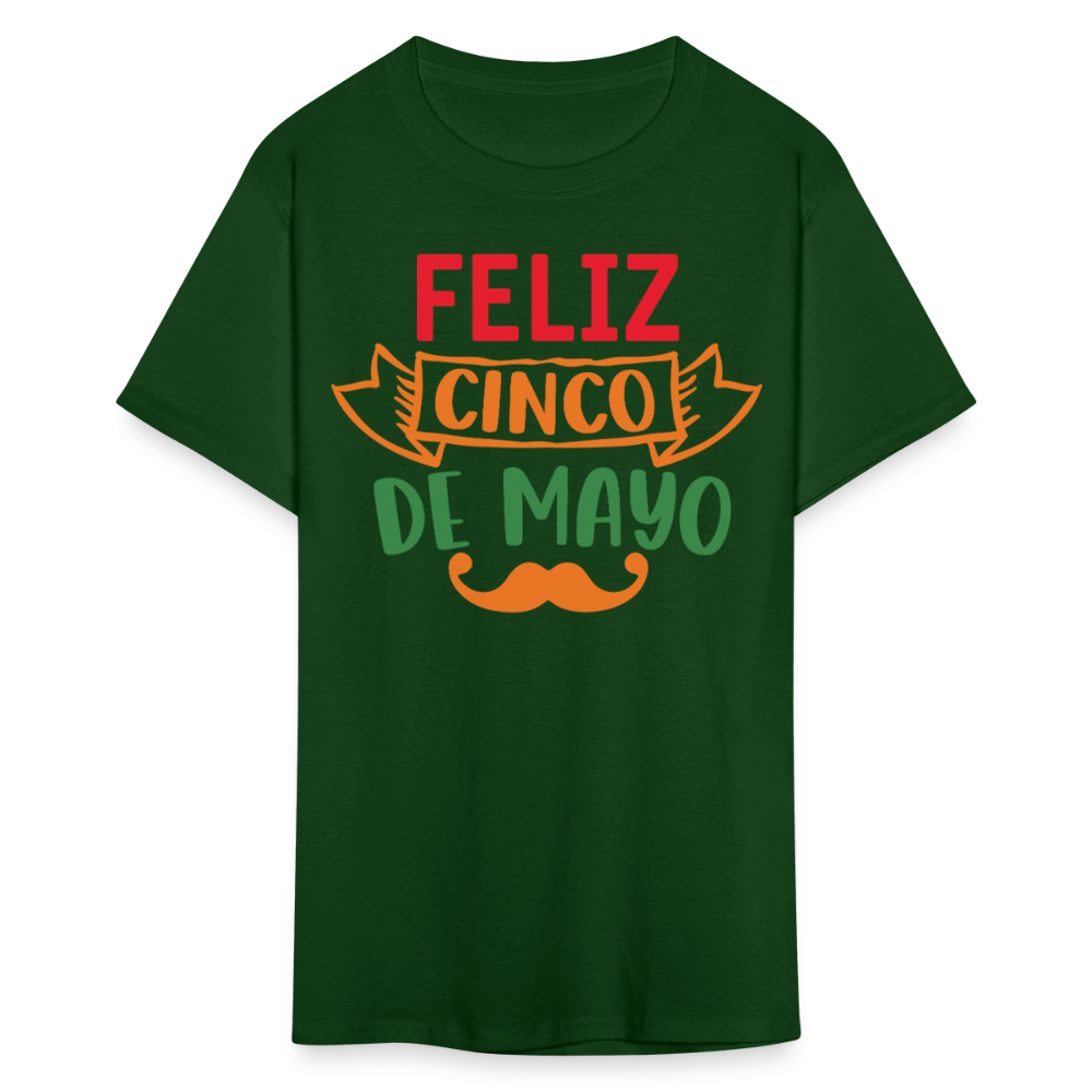 Mexican-themed Graphic Tees Feliz Cinco De Mayo T-shirt - forest green