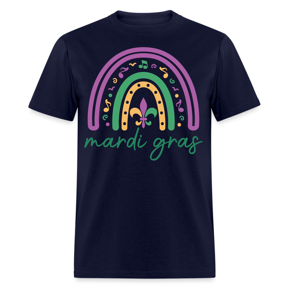 Purple Green Gold Carnival Tee Mardi Gras Rainbow Shirt For Women - navy