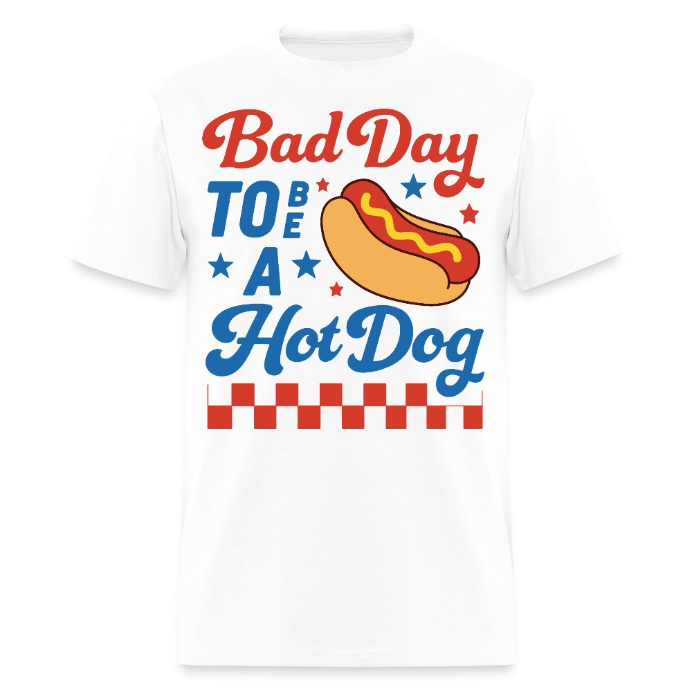 Bad Day To Be A Hot Dog Patriotic BBQ T-Shirt - white