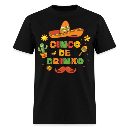 Sombrero and Mustache Party Tee Funny Cinco de Mayo drinking T-shirt - black