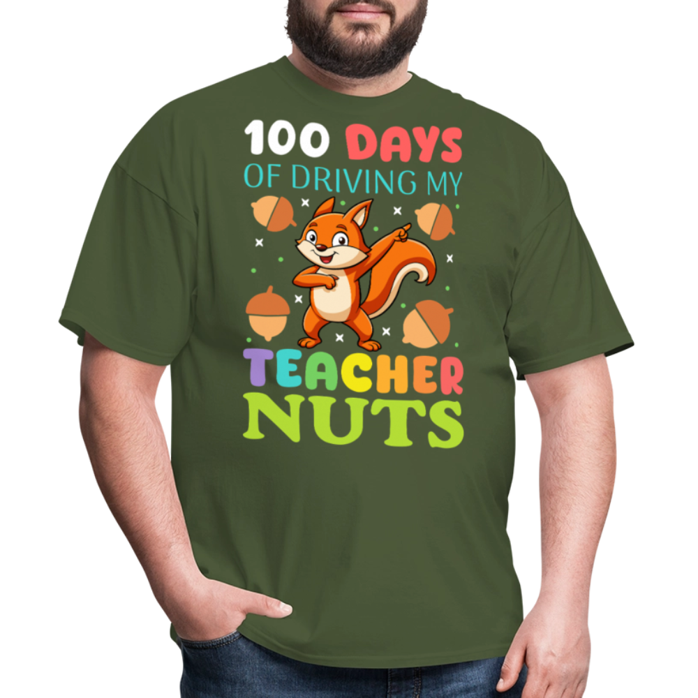 100 Days Of Driving My Teacher Crazy Shirt Funny School Teacher T-shirt - military green