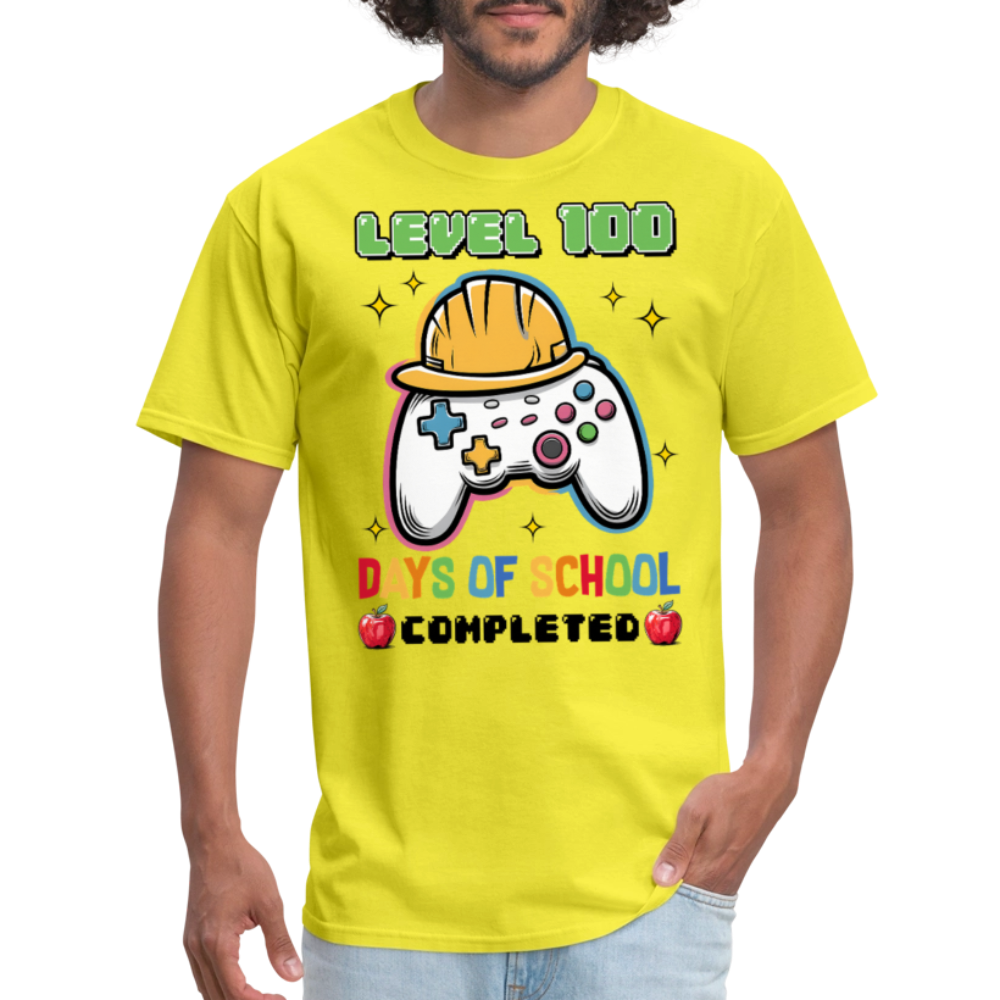 Level 100 Days Of School Gamer Shirt Level Up School Milestone T-shirt - yellow