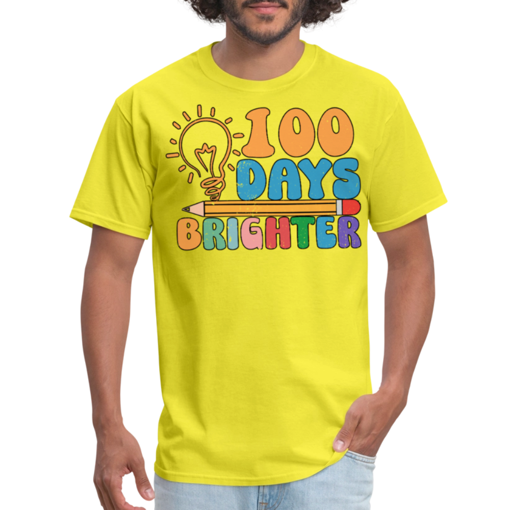 100 Days Brighter Shirt for Teachers Fun School Milestone T-Shirt - yellow