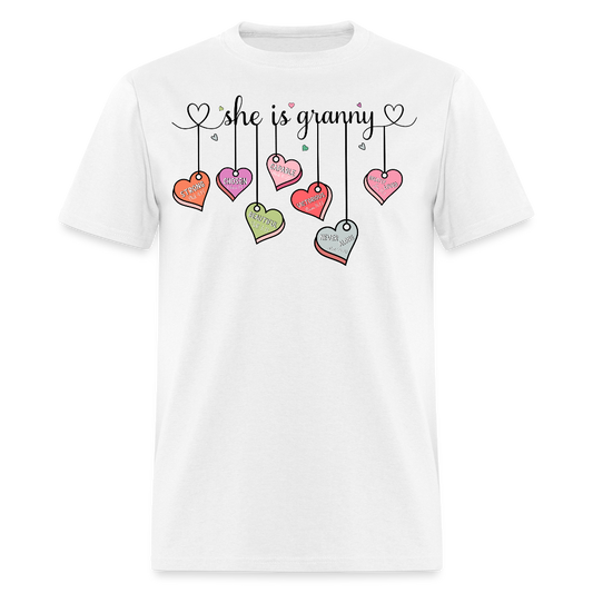She Is Granny Heart Tee Thoughtful Grandmother T-shirt - white