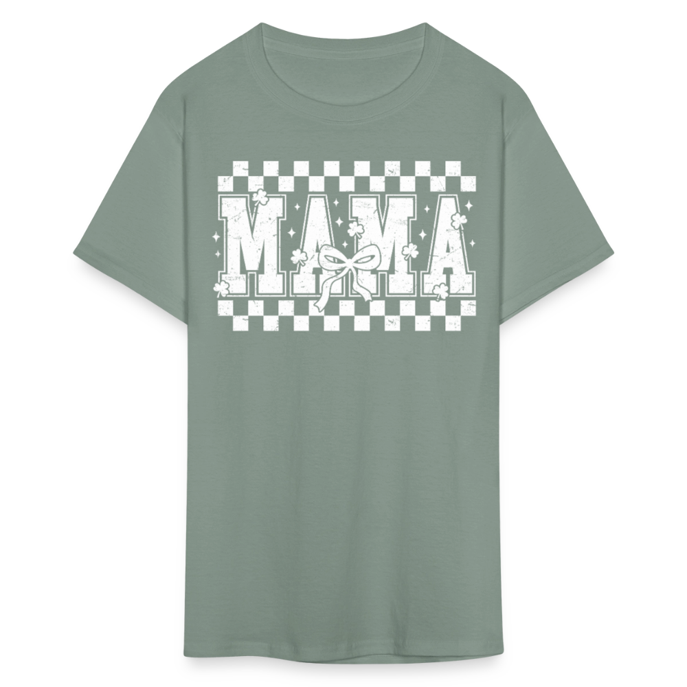 Distressed Mama Clover St. Patrick's Day Gift Tee - sage