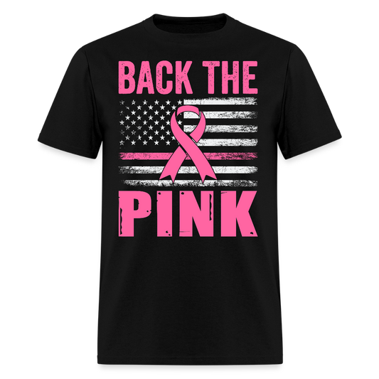 Back the Pink American Flag Breast Cancer T-Shirt - black