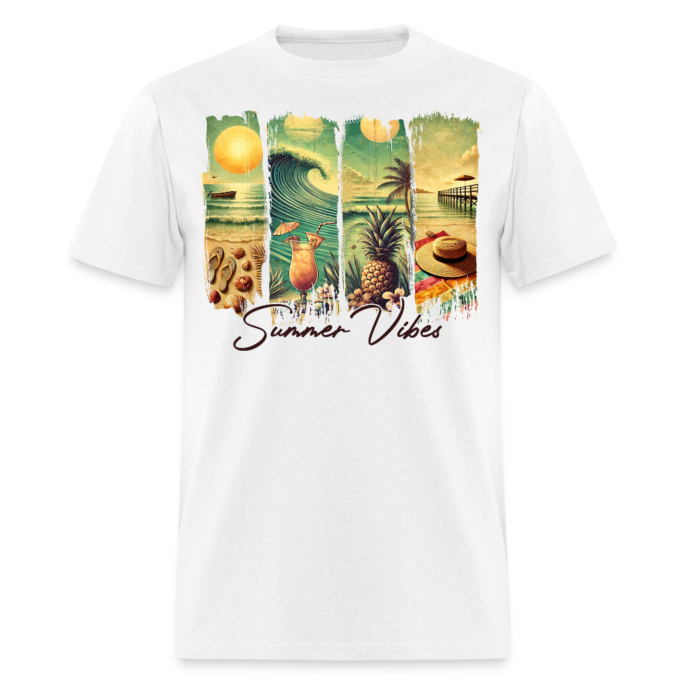 Vintage Summer Vibes Tropical Vacation T-shirt - white