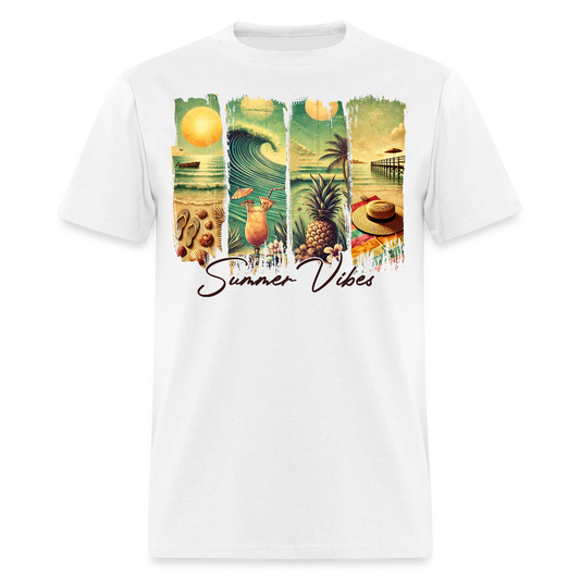 Vintage Summer Vibes Tropical Vacation T-shirt - white