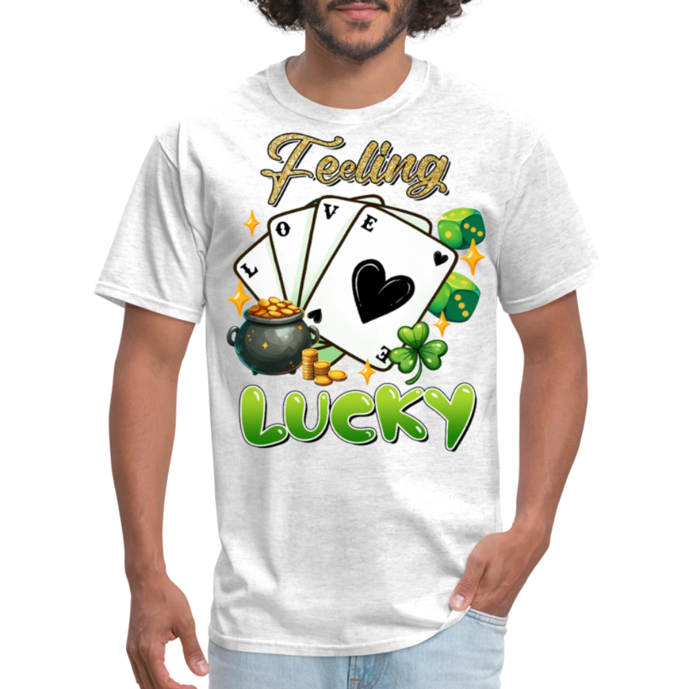 Feeling Lucky Graphic Tee Irish Luck Gambling T-shirt - light heather gray