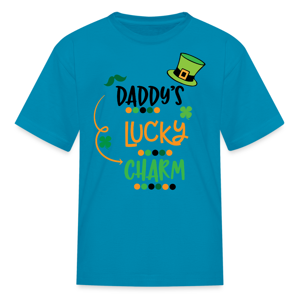 Daddy’s Lucky Charm St Patrick’s Day Kids T-shirt - turquoise