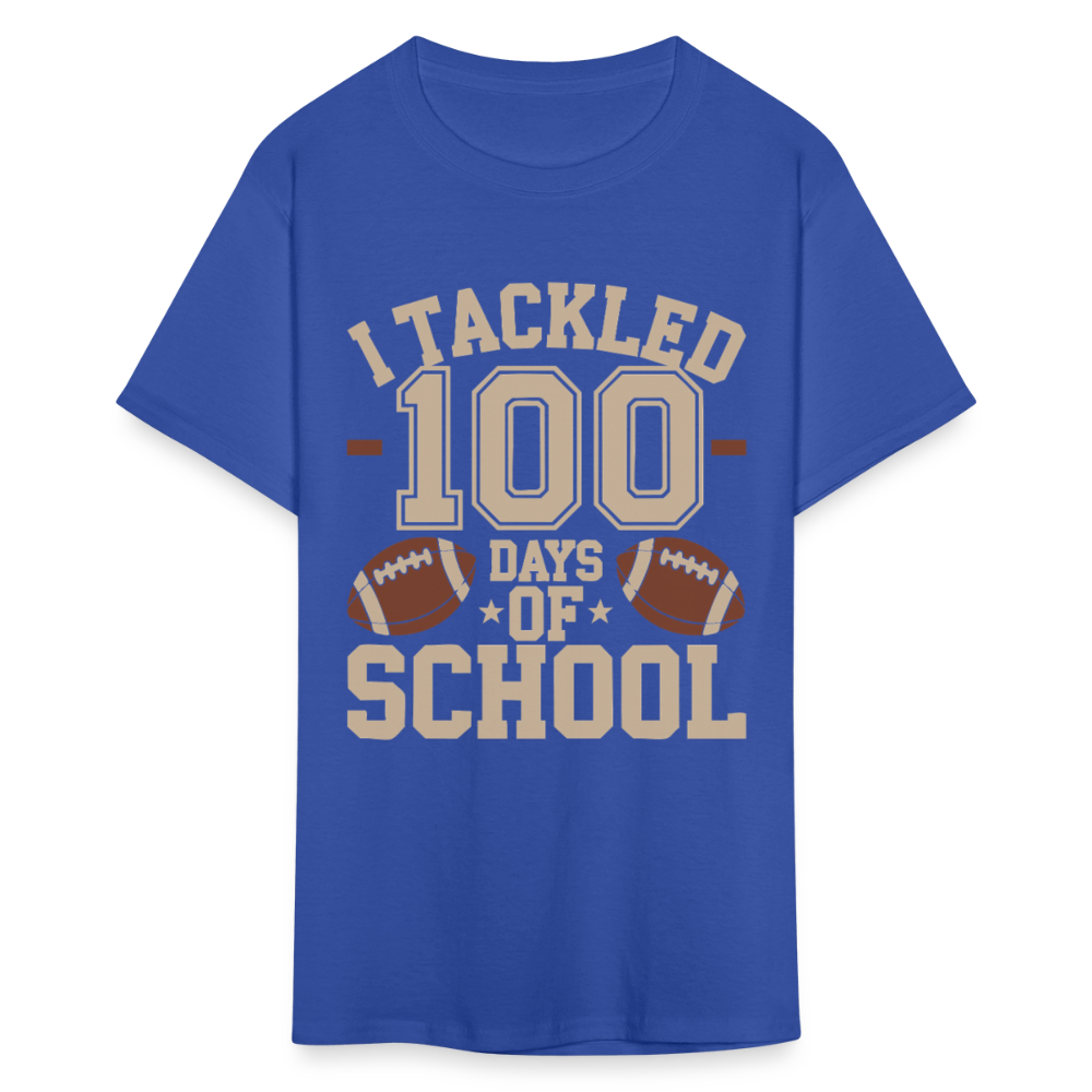 100 Days Of School Tee For Teachers Funny Football Themed School T-shirt - royal blue