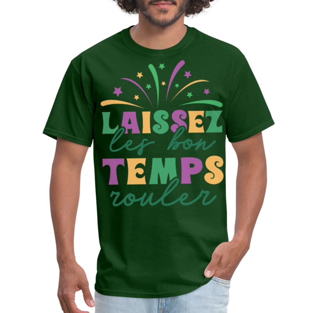 Funny New Orleans Festival Tee Laissez les Bons Temps Rouler T-shirt - forest green