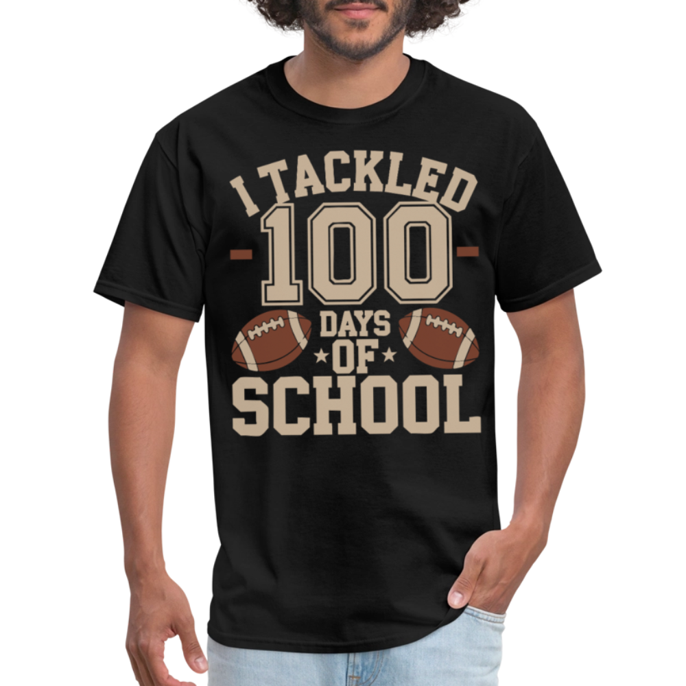 100 Days Of School Tee For Teachers Funny Football Themed School T-shirt - black