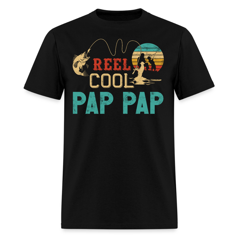 Reel Cool Pap Pap Father’s Day Grandpa Fishing T-Shirt - black