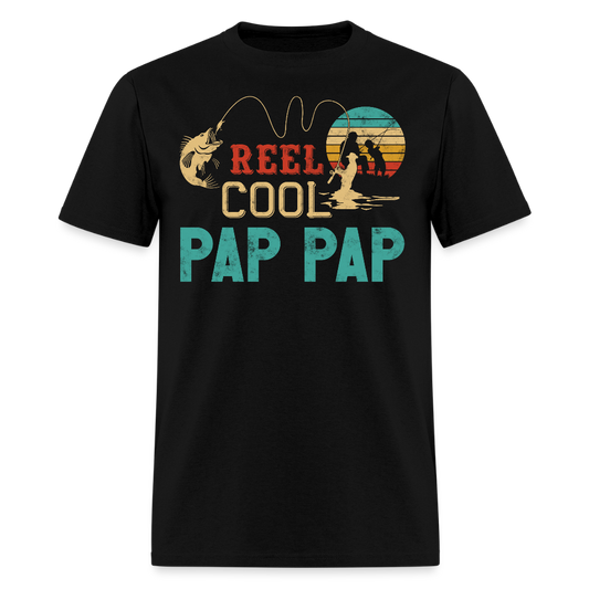 Reel Cool Pap Pap Father’s Day Grandpa Fishing T-Shirt - black