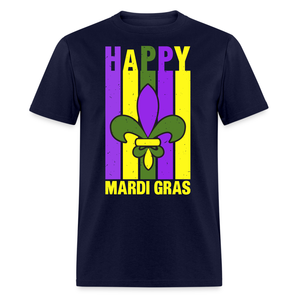 Happy Mardi Gras Graphic Tee Funny and Festive Mardi Gras T-Shirt - navy