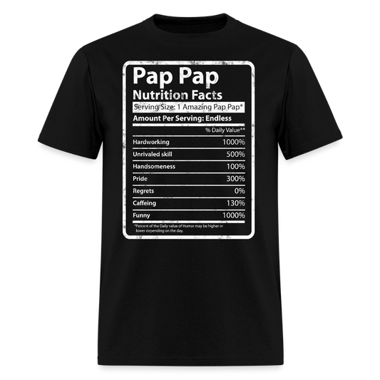 Pap Pap Nutrition Facts Funny Gift For Grandpa T-shirt - black