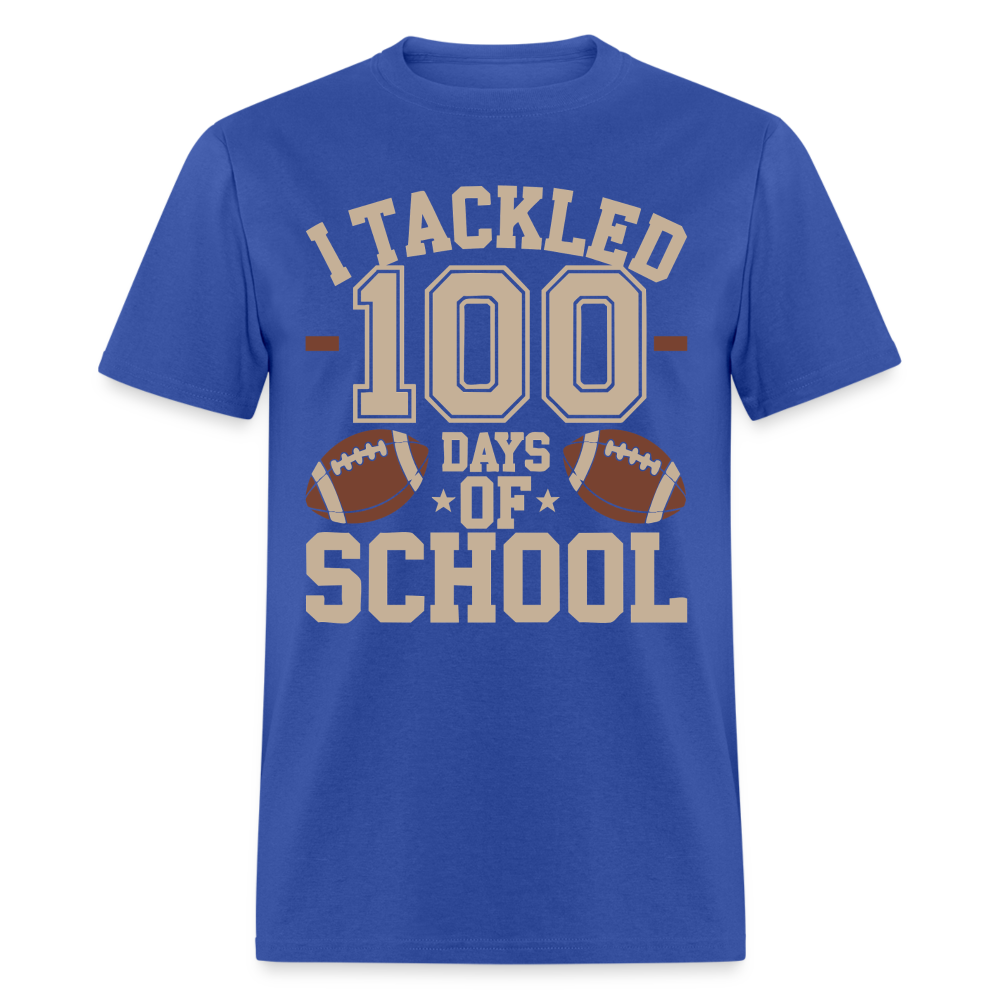 100 Days Of School Tee For Teachers Funny Football Themed School T-shirt - royal blue