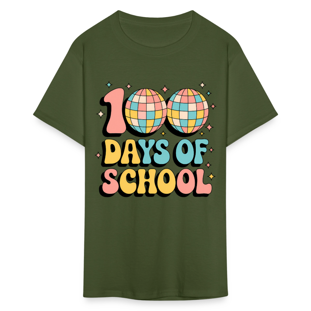 100 Days Of School Tee  For Teachers Funny Disco Theme T-shirt - military green