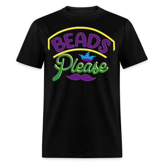 Beads Please Mardi Gras Novelty T-shirt - black