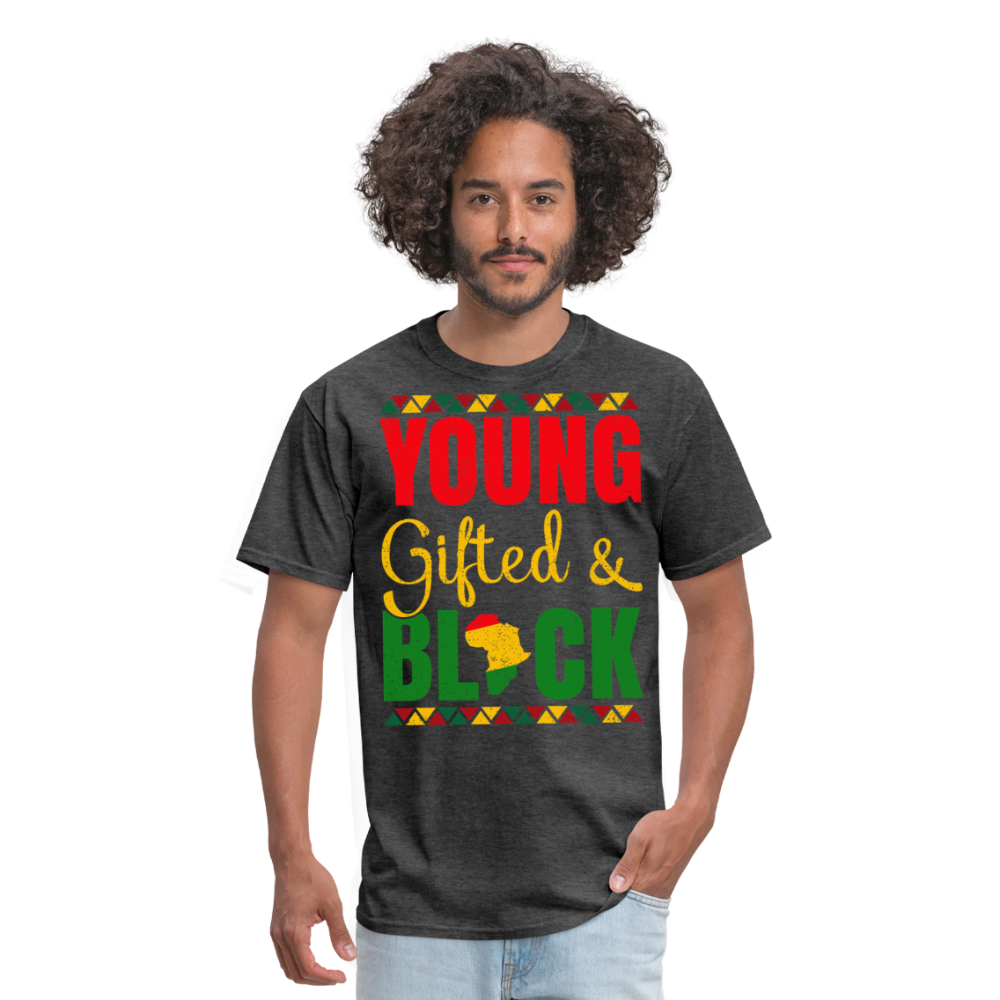 African Heritage Tee Young Gifted and Black T-Shirt - heather black