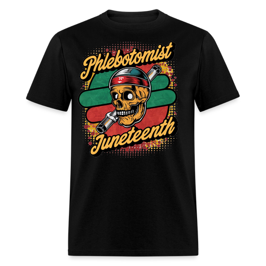 Juneteenth Skull Phlebotomist T-shirt - black