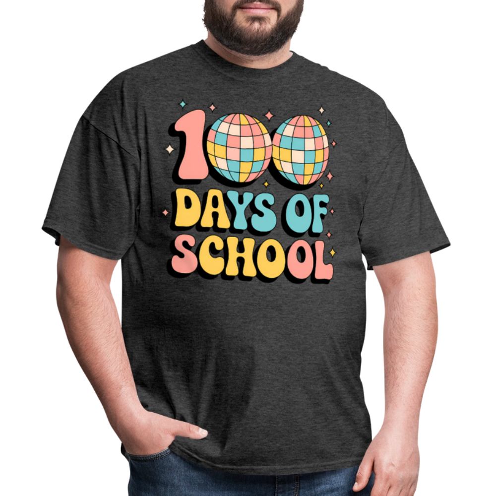 100 Days Of School Tee  For Teachers Funny Disco Theme T-shirt - heather black