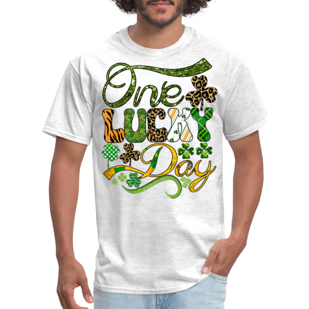 One Lucky Day Leopard Print Irish T-shirt - light heather gray