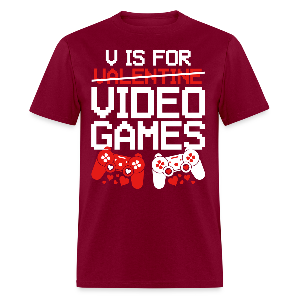 Valentine’s Day Gifts For Gamers Funny Gaming Couple Matching T-shirt - burgundy