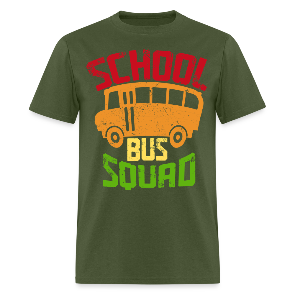 Vintage School Bus Tee for Drivers & Staff School Bus Squad T-shirt - military green