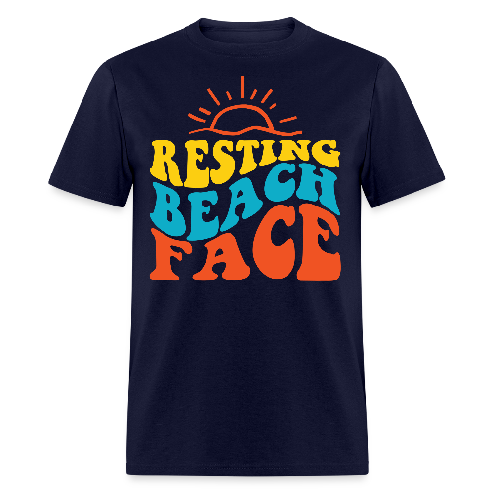 Resting Beach Face Summer Vacation T-shirt - navy