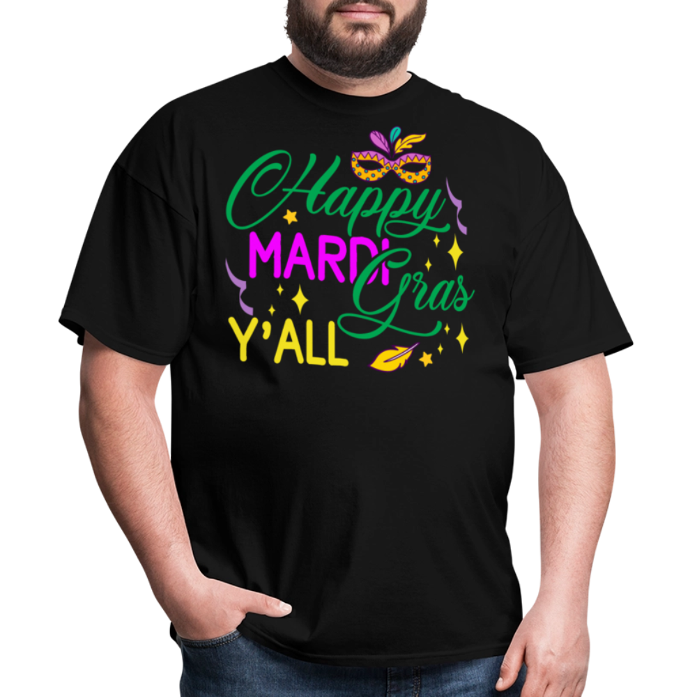 Louisiana Carnival Celebration Tee Happy Mardi Gras Y'all T-shirt - black