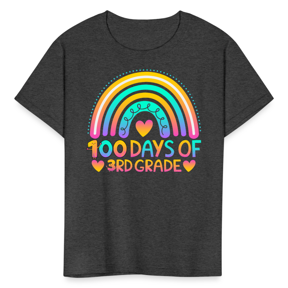 100 Days of 3rd Grade Rainbow Kids' T-Shirt - heather black