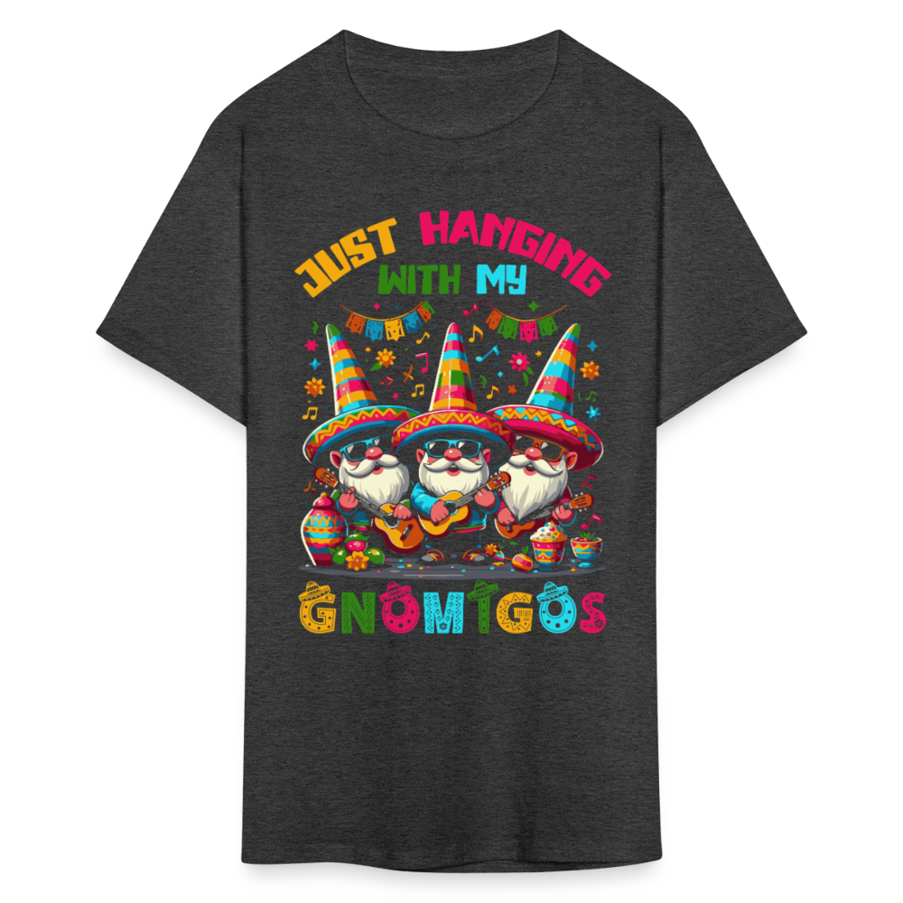 Just Hanging With My Gnomigos Tee Funny Mexican Gnome T-shirt - heather black