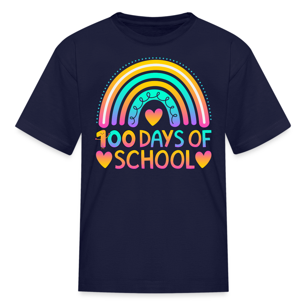 Rainbow 100 Days of School Kids' T-Shirt - navy