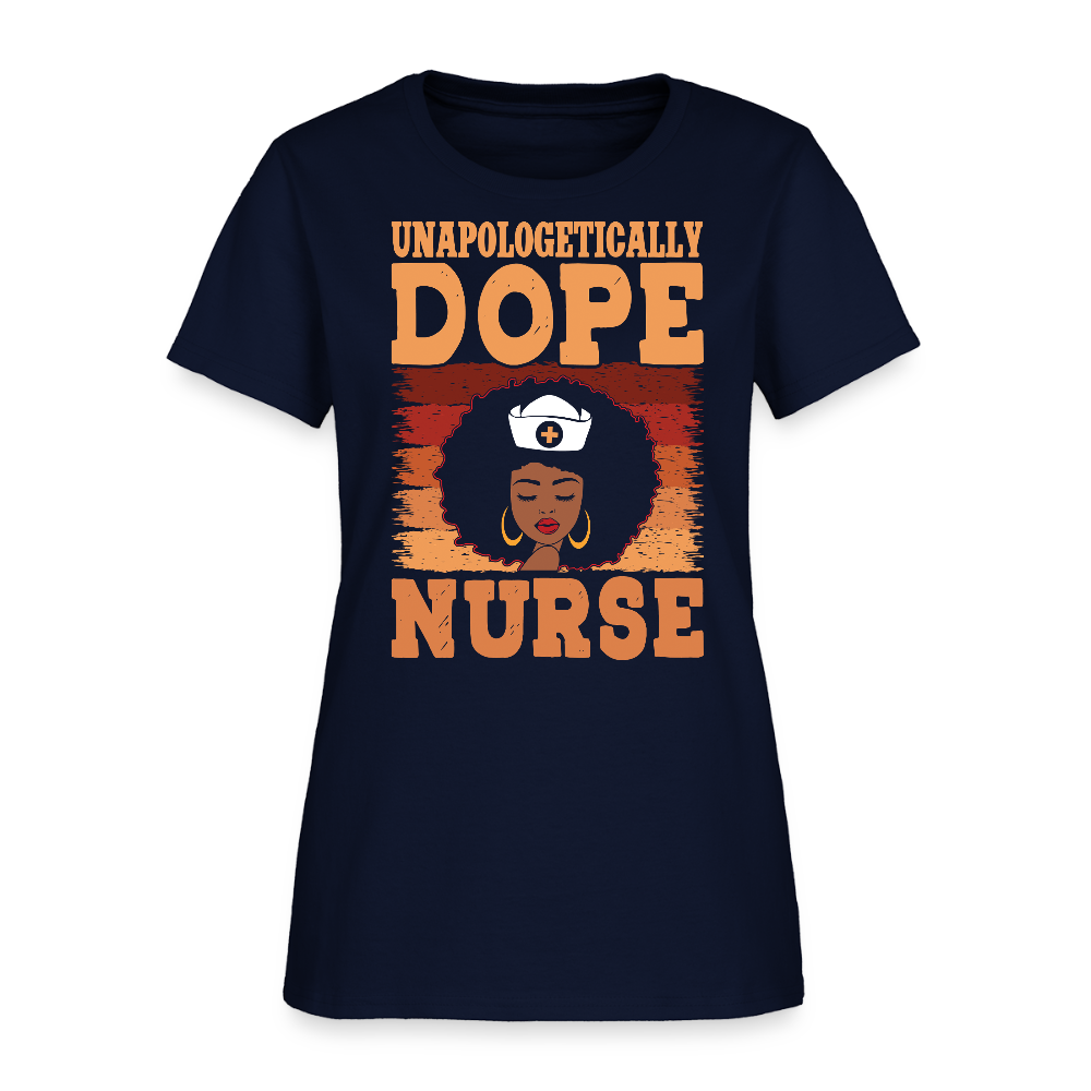 Unapologetically Dope Nurse Afro Pride T-Shirt - navy