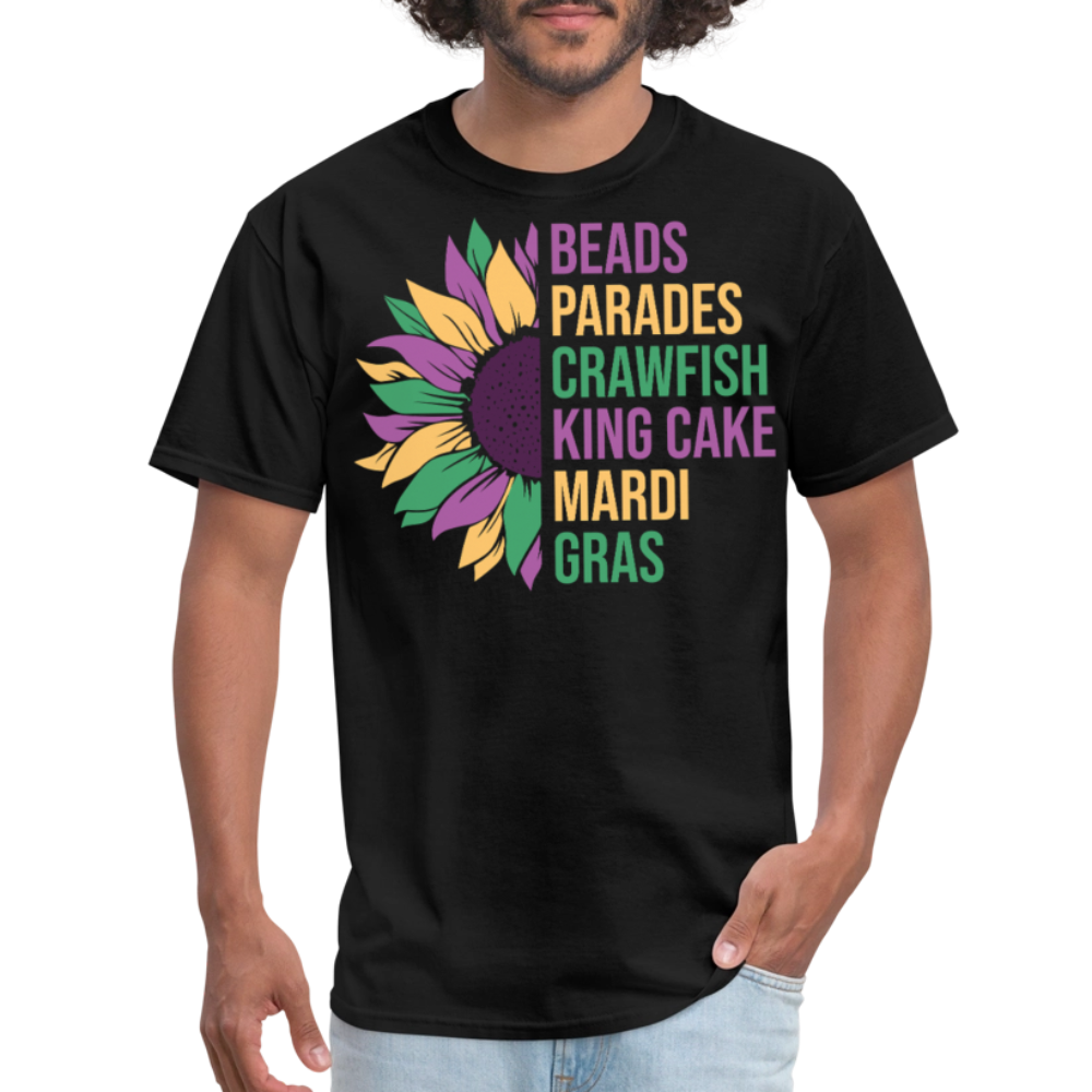 Mardi Gras Sunflower Shirt For Women Beads and Parades T-shirt - black