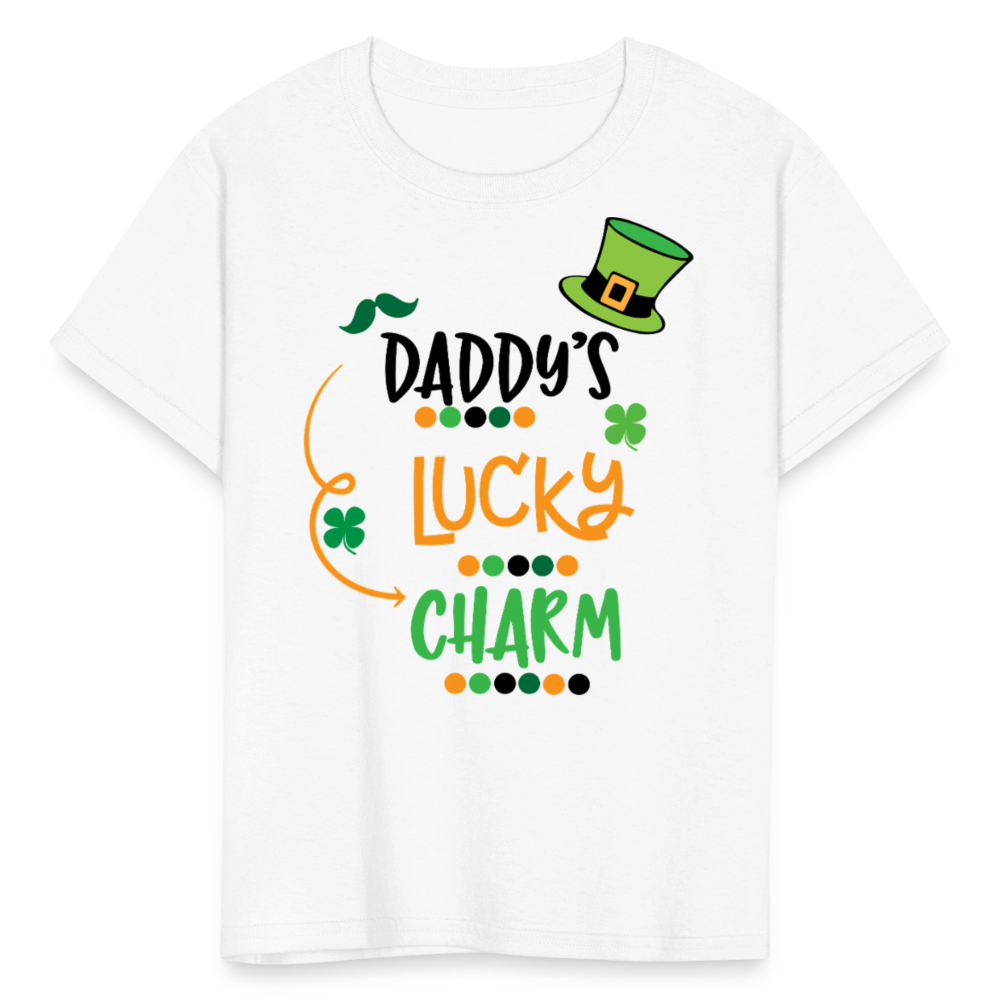 Daddy’s Lucky Charm St Patrick’s Day Kids T-shirt - white