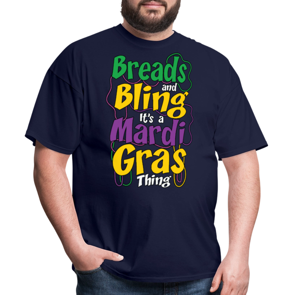 Beads And Bling Mardi Gras Colorful Festive T-shirt - navy