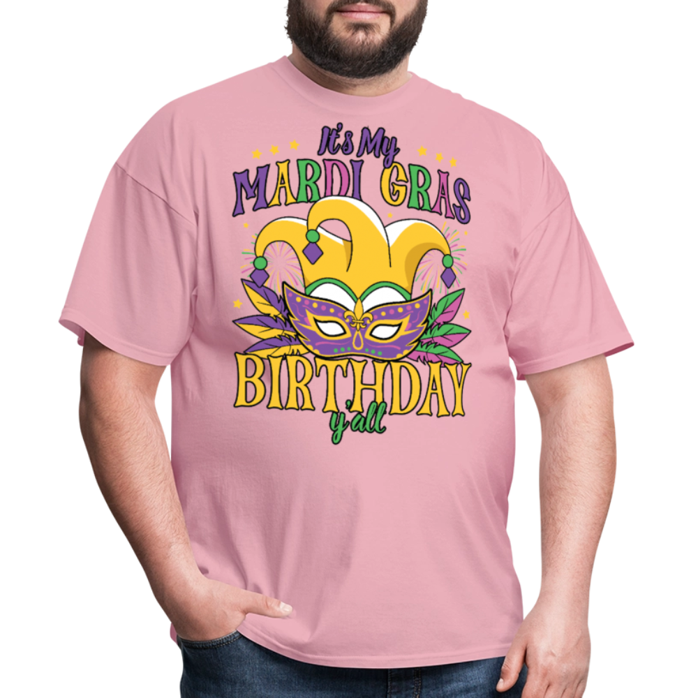 Funny Mardi Gras Birthday Party Outfit Mardi Gras Birthday Y'all T-shirt - pink