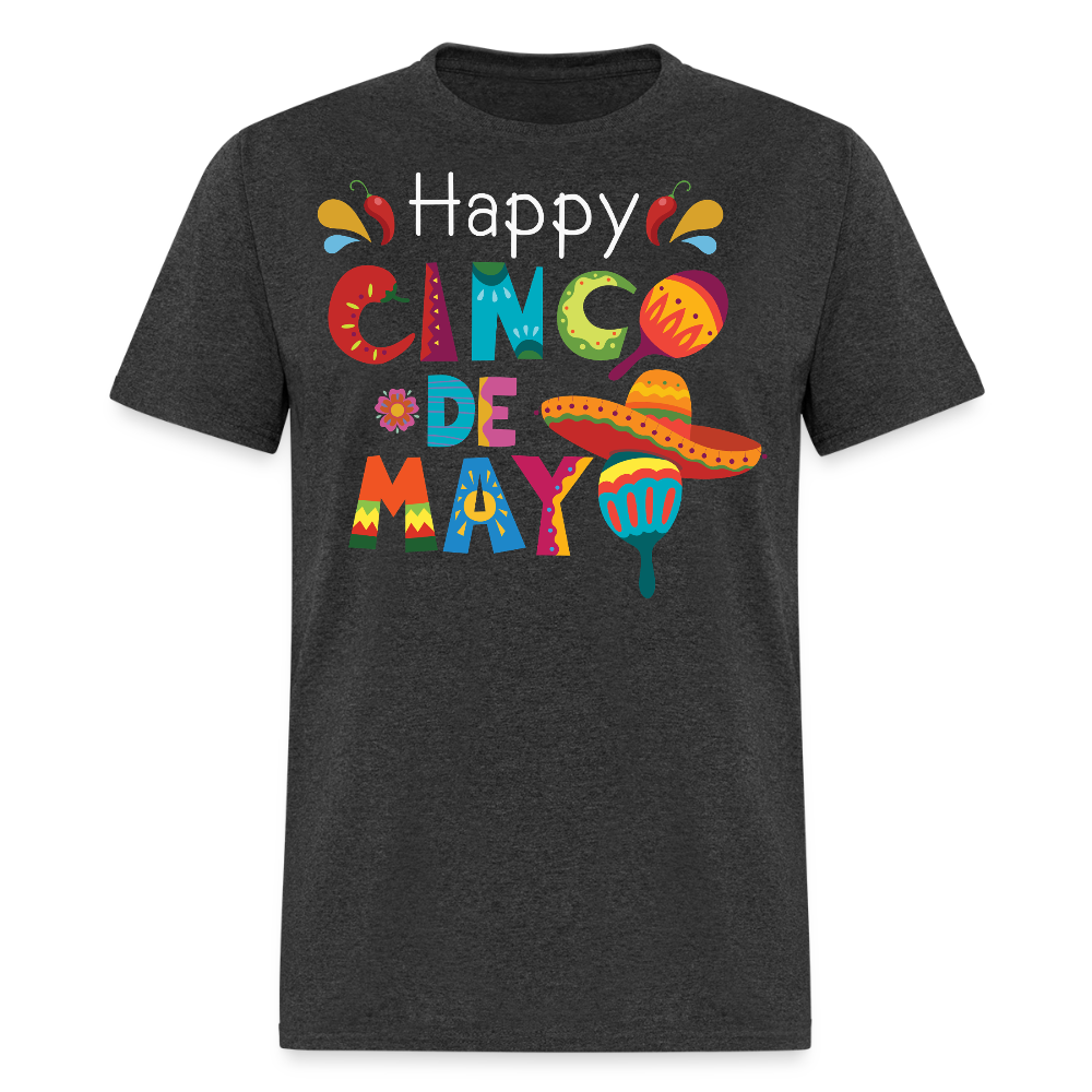 Funny Cinco De Mayo Party Outfit Colorful Mexican Fiesta T-shirt - heather black