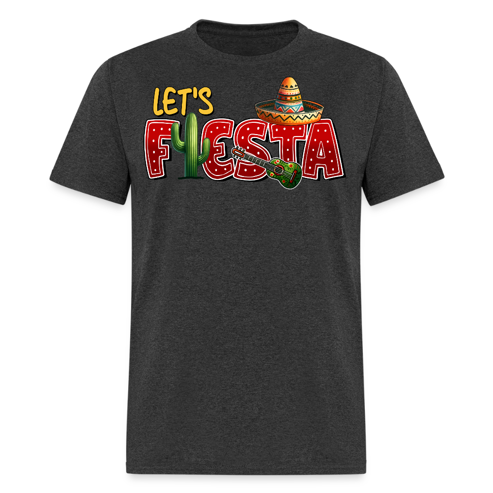 Funny Fiesta Party Graphic Tee Let's Fiesta Mexican Theme T-shirt - heather black