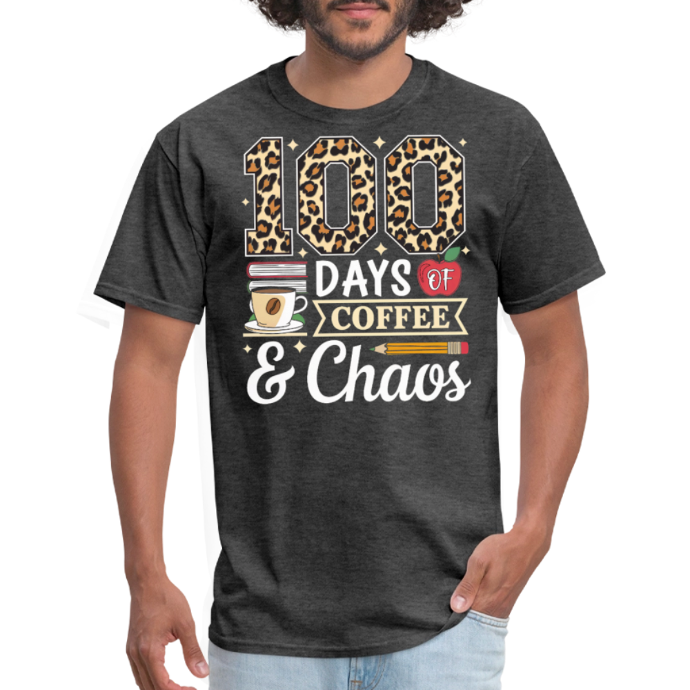 Teacher Appreciation Gift Coffee Lover 100 Days of School Unisex T-Shirt - heather black