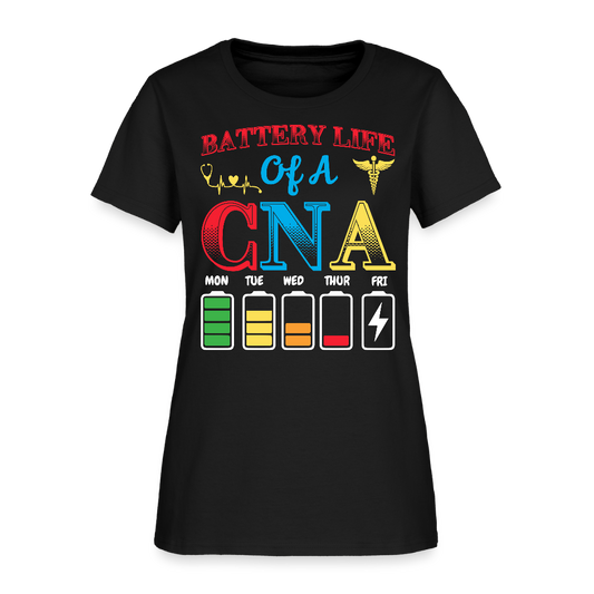 Battery Life Of A CNA Nursing Assistant Humor T-Shirt - black