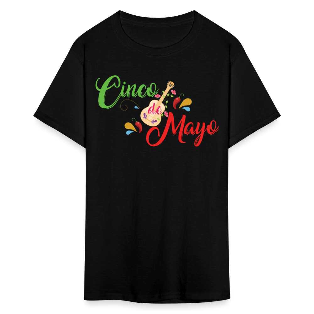 Colorful Cinco De Mayo Shirt With Guitar Unisex T-shirt - black