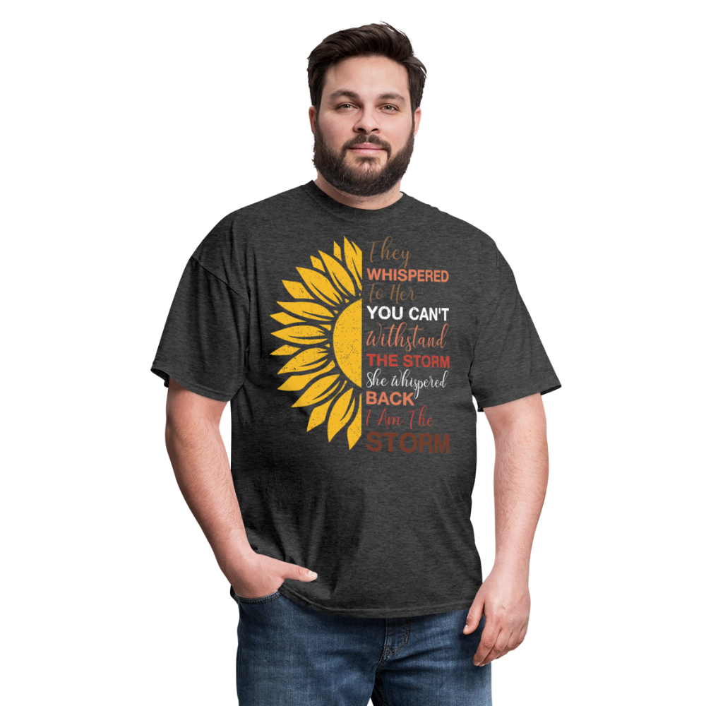 I Am the Storm with Sunflower Design Tee Women's Strength Unisex T-Shirt - heather black