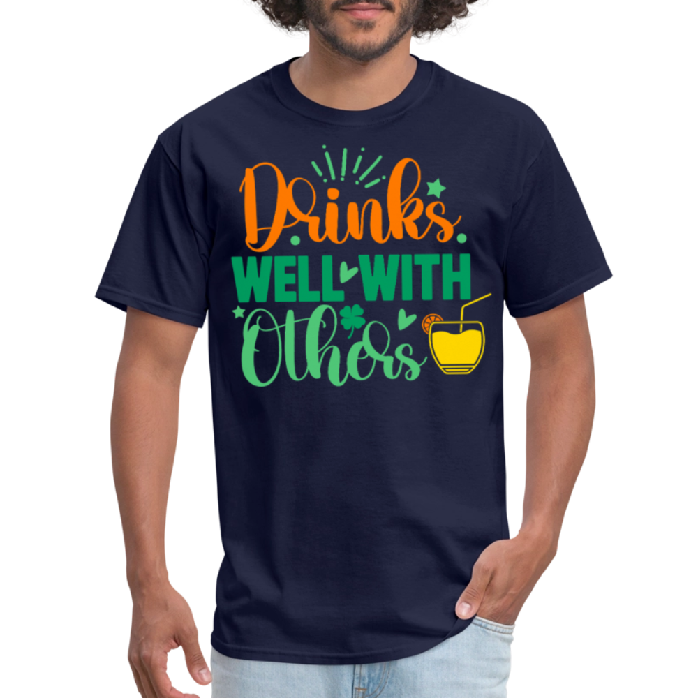 Party-Ready Tee – Drinks Well with Others Funny Shirt - navy