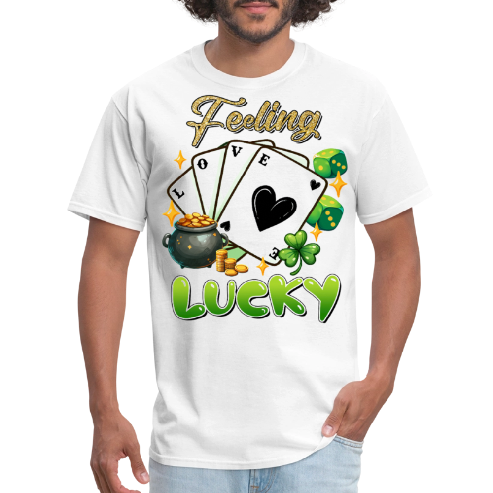 Feeling Lucky Graphic Tee Irish Luck Gambling T-shirt - white